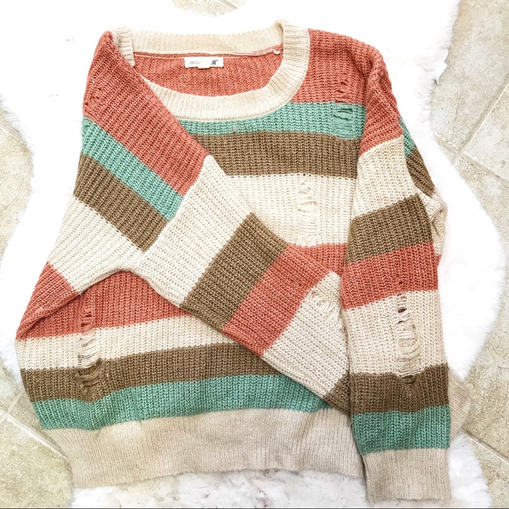Boutique Striped Cropped Sweater